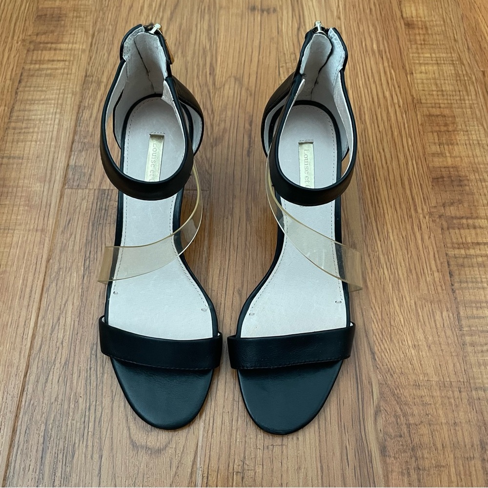 Louise et Cie Black‎ Leather Open Toe Strap high Heel Sandals, size 7.5